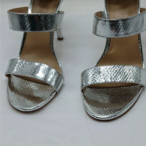 Michael Michael Kors Amal High Heel Shoes Womens 9M Silver Metallic Sandals - Picture 6 of 14